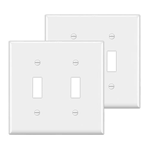 BESTTEN Double Toggle Switch Cover Plate, 2-Gang Light Switch Wall Plate - size: 2 Gang 2 Pack