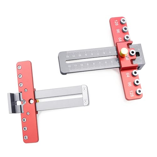 Cabinet Hardware Jig for Handles and Knobs, Aluminum Alloy Drill Guide Sleeve Drawer Pull Wood Adjustable Drill Template Guide Tool Set Punch Locator for Installing Handles