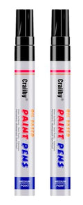 Black Paint Markers, 2 Pack Oil-Based Waterproof Quick Dry Permanent Paint Pen Set for Rocks Painting, Wood, Fabric, Plastic, Canvas, Glass, Mugs, Metal, Tire, Stone, DIY Craft - color: Black