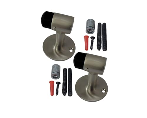 QCAA Solid Brass Door Stop, 3" Height, Satin Nickel, 2 Pack, Made in Taiwan - color: Satin Nickel, size: 2 Pack