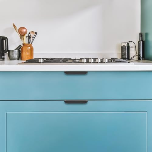 Matte Black Cabinet Handles Finger Edge Pulls 4 Inch CC 10 Pack - color: Matte Black, size: 102mm/4" Overall Length