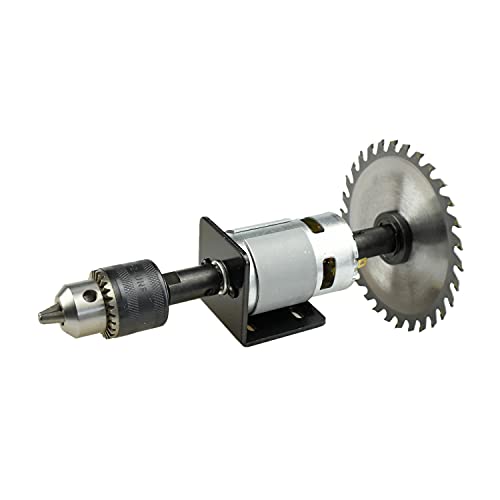CHANCS 775 Saw Motor DC 24V 12000RPM Gear Motor Dual Output Shaft Drill Chuck Mini Electric Circular Saw DIY - color: 775 6000/12000rpm Double Shaft Set