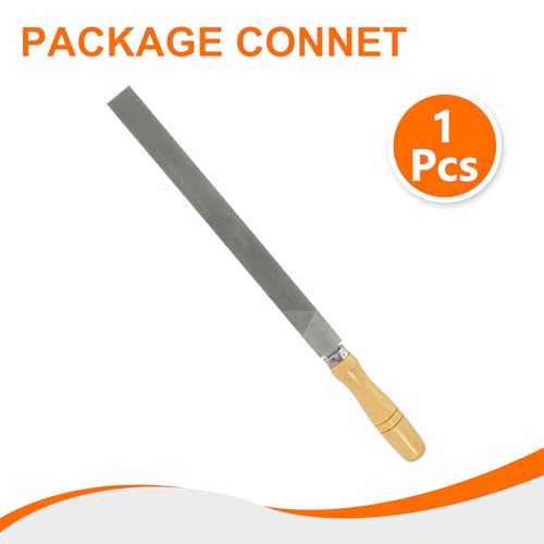 HARFINGTON Flat Thin Cut File 14" Double Cut Teeth High Carbon Steel Hand Rasp File with Wood Handle for Metal Wood Deburring Removing - size: 14", style: Thin