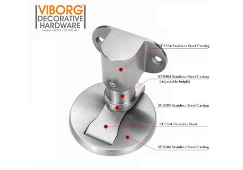 VIBORG Deluxe Solid SUS304 Stainless Steel Casting Adjustable Floor Mount Mounted Magnetic Door Stopper Doorstop Door Stop, RS-40F (1)