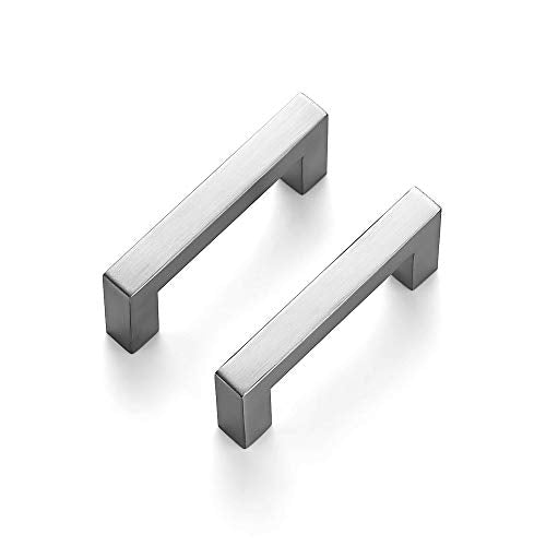 Ravinte Brushed Nickel Square Cabinet Handles & Pulls 3 Inch 10 Pack - size: 3-1/2 in (3 in Hole Center)