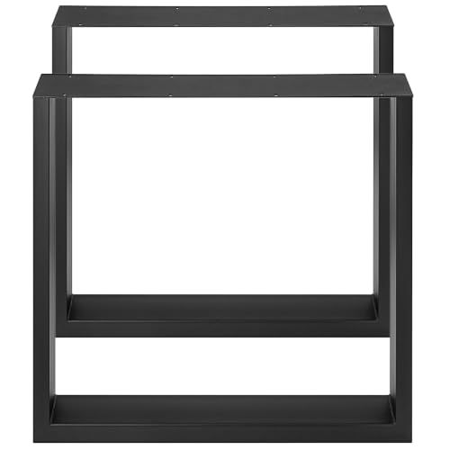 VEVOR Set of 2 Steel Table Legs, 28 Height 24 Wide Dining Table Legs,Heavy Duty 3.1" Width Box Section Square Table Legs,28x24x3.1 Inch Black Color Industrial Country Style Metal Dining Legs - size: 28"H x 23.6"W, style: Square