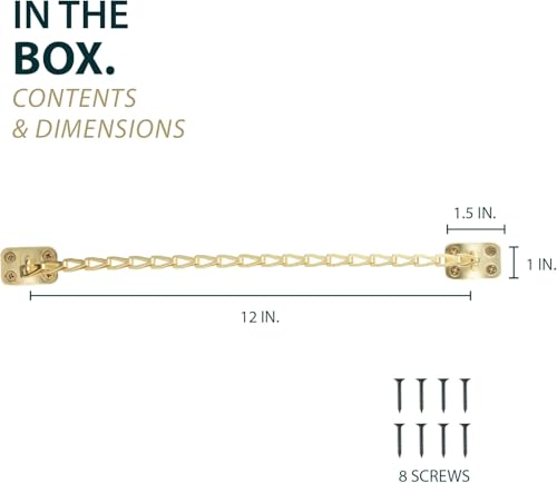Mega Handles Transom Chain 12-Inch Satin Brass (4-Pack) - Window Restraint - color: Satin Brass, size: 4 Pack