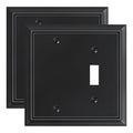 2-Pack Natural Bamboo Fiber Combo Blank/Toggle Light Switch Cover Plate - color: Matte Black, size: 1 Blank/1 Toggle 2PK
