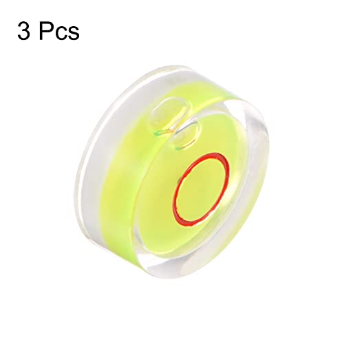 HARFINGTON 3pcs Round Bubble Level 15x6mm Mini Circular Bullseye Spirit Levels for Leveling Camera Tripod Telescope Workshop Turntable Pictures Frame, Yellow - color: Yellow (Red Circle), size: 15x6mm