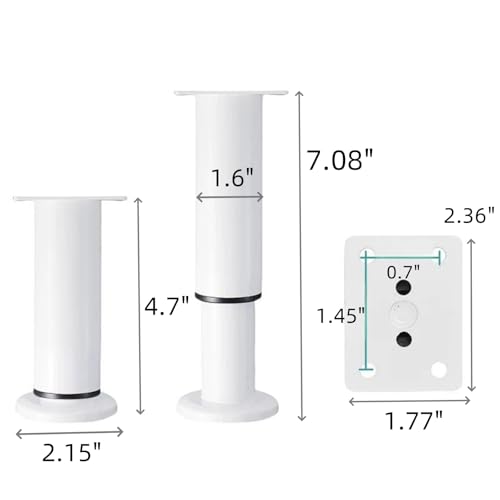 4Pcs White Adjustable 4.7-7.08 Inch Metal Furniture Legs for Cabinet Sofa - color: White, size: 4.7"-7.08"-Set of 4
