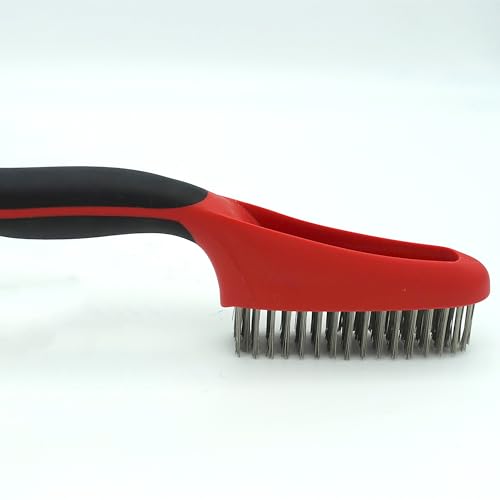 Red Devil 4162 Soft Grip Stainless Steel Wire Brush, 10", Steel - size: 10 inches