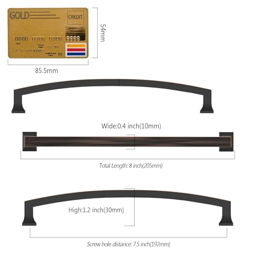 Amerdeco 10 Pack Oil Rubbed Bronze Cabinet Pulls 7.5" - color: Oil Rubbed Bronze, size: 7.5" hole center