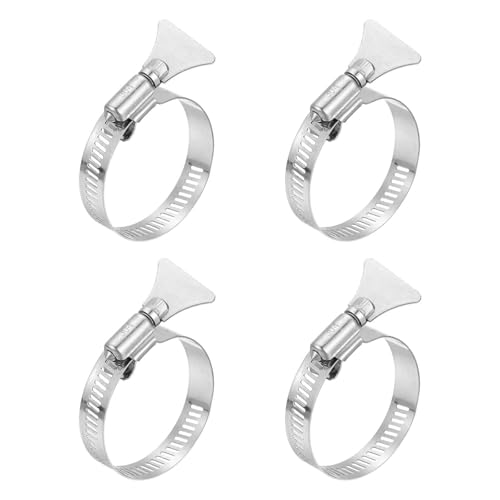 HARFINGTON 4pcs Hose Clamps 1.1"-2" (27-51mm) Adjustable 304 Stainless Steel Worm Gear Hose Clamps Assortment Kit for Plumbing Dryer Vent Automotive Dust Collector - size: 27-51mm