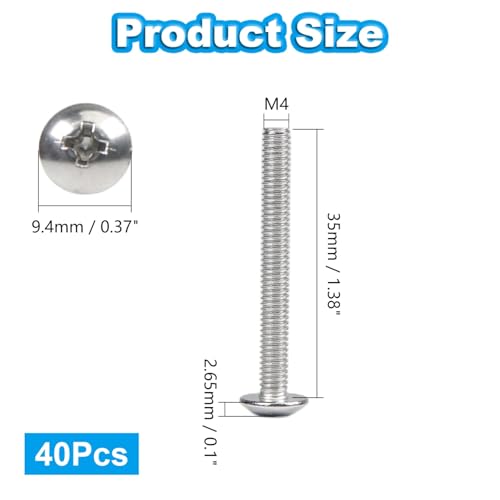 40Pcs M4 x 35mm Truss Head Machine Screws for Cabinet Pull - size: M4 x 35mm