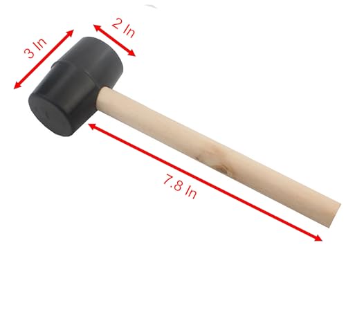 2 Pcs 10 Oz Rubber Mallet Hammer with Wood Handle for Floor Installation, Camping, Tent Stakes, Home Decoration Construction (M)