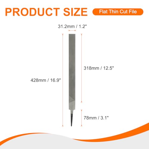 HARFINGTON 2pcs Flat Thin Cut File 14" Double Cut Teeth High Carbon Steel Hand Rasp File without Handle for Metal Wood Deburring Removing - size: 14", style: Thin