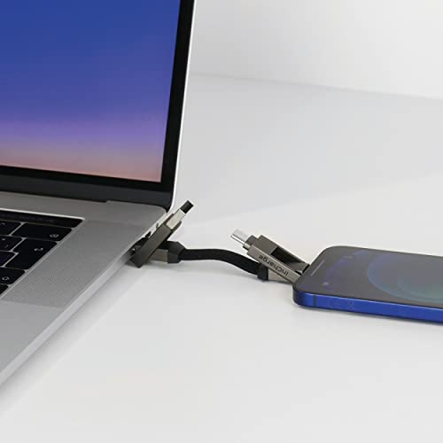 Rolling Square inCharge 6 - Keychain USB C Charger Cable, Lightning Cable and Micro-USB for Smartphone, Universal Cable Charger 6 in 1, USB Plug, 15W, Gold - color: Gold
