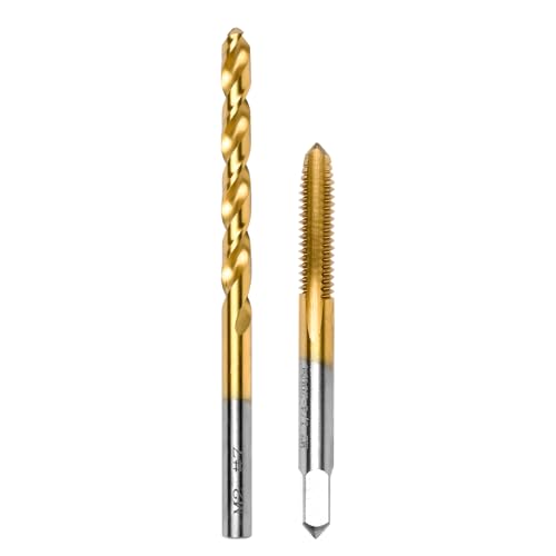 1/4"-20 UNC Tap and #7 Drill Bit Kit for Metal, M2 HSS Drill and Tap Set - size: 1/4"-20 Tap, #7 Drill