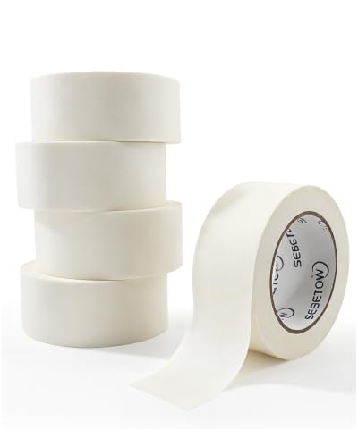 Masking Tape Bulk 5 Packs 1.88 Inch for General Purpose White Beige 55 Yds - size: 1.88 Inch x 55 Yards x 5 Rolls