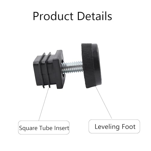 8Pcs Adjustable Leveling Feet 25 x 25mm Square Insert Kit Furniture Glide Leveler, Leveling Screw Leg for Cabinets Sofa Tables Chairs Raiser, Black - size: 25x25mm