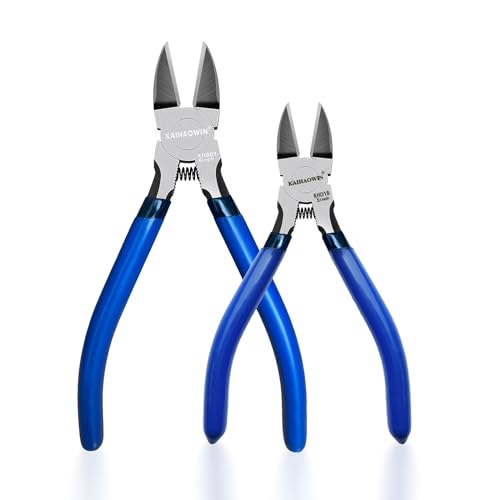 KAIHAOWIN Wire Cutters 5-Inch and 6-Inch Set Flush Cutters Ultra Sharp Spring Loaded Wire Snips Clippers Cutting Pliers for Crafting Jewelry Making-2 PCS - size: 5 inch + 6 inch