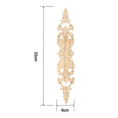 2Pcs Wood Carved Appliques Long Wooden Carving Onlays Decals for Furniture - color: 2-Pack, size: 12.99" x 2.36"