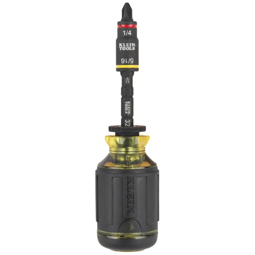 Klein Tools 32308F Impact Driver Set, 10-in-1 Stubby Screwdriver Driver Set, Hex Flip Socket, 7 Bits, 1/4-Inch Bit Holding Feature, 10-Piece - style: Standard