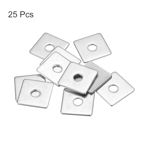 uxcell Square Washer, 25Pcs M5x20x20x1.5mm 304 Stainless Steel Square Plate Washers Flat Pad Spacer Gasket for Hardware Fastener - size: M5x20x20x1.5mm