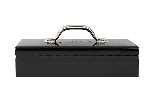 Pro-Lift Steel Tool Box – 14-inch Metal Toolbox Portable with Handle – Heavy Duty Metal Latch Closure Small Carry Storage Box Tools Organizer