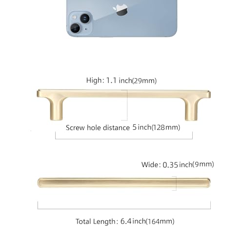 COTYKILEY 10 Pack 5 Inch(128mm) Brushed Brass Cabinet Handles Gold Kitchen Cabinet Pulls Kitchen Cabinet Hardware - color: Brushed Brass, size: 5" Hole Center（128MM）