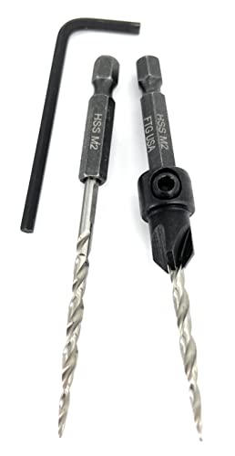 FTG USA #6 (9/64") Wood Countersink Drill Bit w/ 1 Repl. Bit & Hex Key - size: #6, style: Single + 1 Bit