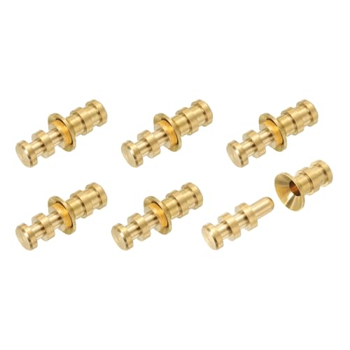 uxcell 6Pcs Table Leaf Dowel Pin, 8x12x28mm Brass Table Top Leaf Alignment Pins Desk Bolt Sleeve Connectors for Furniture Cabinet Wooden Box, Gold Tone - size: 8x12x28mm