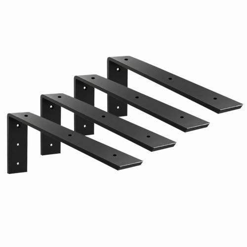 WINKER Countertop Support Bracket 4 Pack Heavy Duty 3/8" Thick Hidden L Shelf Bracket 12" x 6" x 2.5" Metal Corbels for Quartz/Granite/Wood/Concrete/Laminate Countertops, Black - size: 12″x6″x2.5″-3/8" thick, style: Black-4Pack