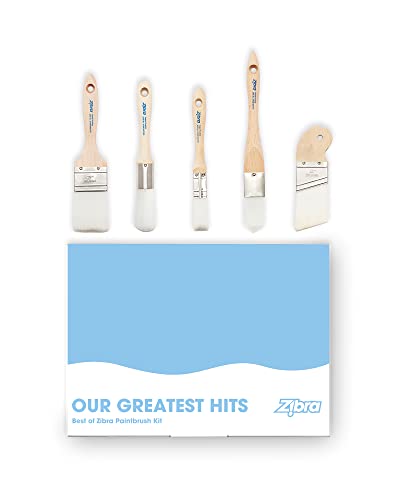 Zibra 5-Piece DIY Paint Brush Set with Detail and 2-inch Paint Brushes for Walls, Trim and Furniture, White - style: Walls, Trim and Furniture
