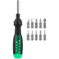 10-in-1 Precision Ratchet Screwdriver Set, Slotted/Pozi/Torx
