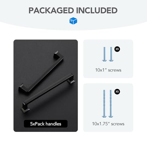 HOME EDIT Matte Black Cabinet Handles Zinc Pulls 6-1/4 Inch 5 Pack - color: Matte Black, size: 6-1/4 inches Hole Center