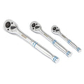 Neiko 03000A 100-Tooth Quick-Release Ratchet-Wrench Set, 1/4-Inch-, 3/8-Inch-, and 1/2-Inch-Drive Ratchets, 3.6-Degree Swing, CrMo Steel, 3-Piece Set - size: 1/4", 3/8", 1/2" Drives, style: Ratchet