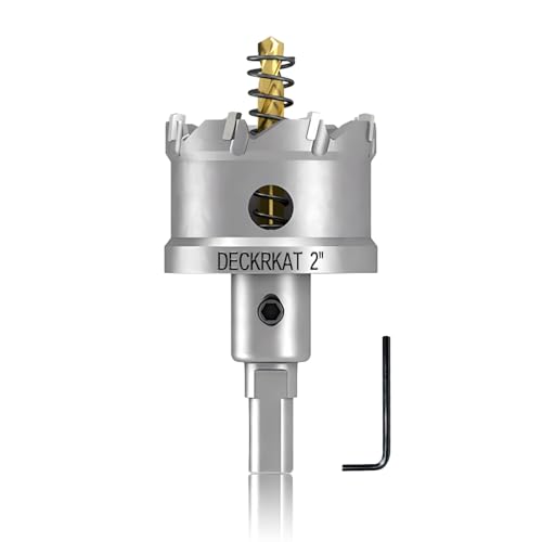 DECKRKAT 2" TCT Hole Saws for Hard Metal, Heavy Duty 51mm Tungsten Carbide Tipped Hole Cutters Set with Spring-Loaded Pilot Drill Bits for Stainless Steel, Metal, Iron, and Plastic. - size: 2" (51mm) X 1Pcs