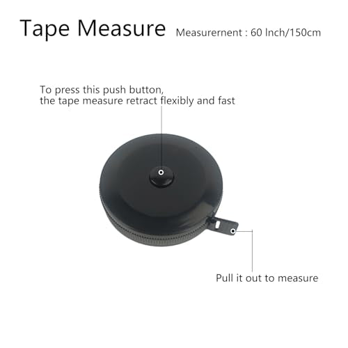 GDMINLO 3 Pack Tape Measure Measuring Tape for Body Fabric Sewing Tailor Cloth Knitting Craft Weight Loss Measurements Retractable, Small Push ButtonDouble Scales Rulers 60-inch 1.5 Meter (Black)