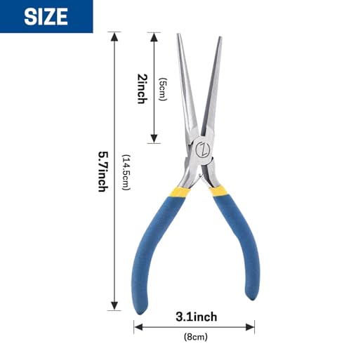 VISEMAN 6" Mini Needle Nose Pliers with Comfort Handles, Long Nose Pliers - style: Straight