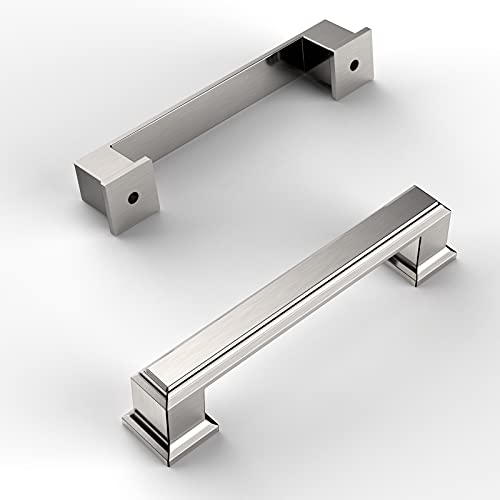 Amerdeco 10 Pack Brushed Satin Nickel Cabinet Pulls 3-3/4 Inch(96mm) Hole Center Cabinet Hardware Kitchen Cabinet Handles for Bathroom Drawer Pulls Dresser Pulls ZH0001 | Cabient Hardware Kitchen Cabinet Handles for Bathroom Drawer Pulls Dresser Pulls ZH0