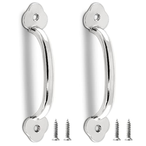 Piutouyar 12 Pcs Barn Door Handles, 3.2 in Hole Center Gate Handle, Silver - color: Silver, size: 4 Inch