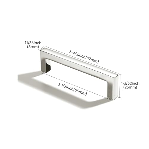 khtumeware 10 Pack 3-1/2 inch(89mm) Hole Center Polished Nickel Cabinet Pulls Solid Heavy-Duty Square Cabinet Handles Drawer Pulls Kitchen Cabinet Hardware Kitchen Handle - color: Polished Nickel, size: 3-1/2 inch(89mm) hole center