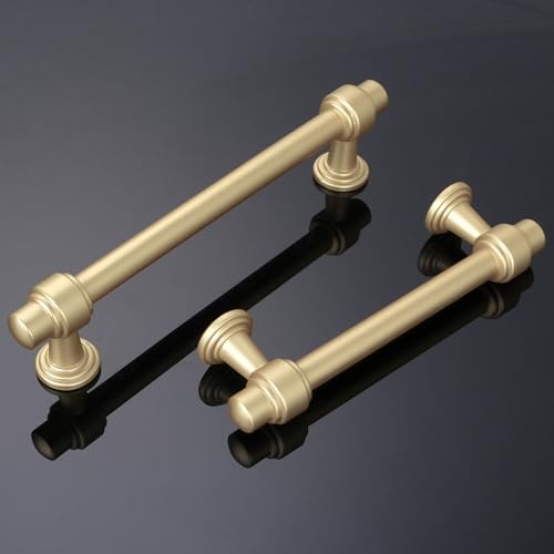 10 Pack Brushed Gold Cabinet Pulls 3-3/4 Inch(96mm) Kitchen Cabinet Handles Cabinet Hardware for Drawer Pulls - color: Brushed Gold, size: 3-3/4' Hole Center(96mm)