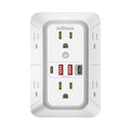JcBlaon Surge Protector Outlet Extender 6 Outlet Extender with 4 USB Ports (PD 30W), 3 Sided 1050J Multi Plug Wall Adapter Power Strip for Home Travel Office Essentials-ETL - color: White PD30W 1PC