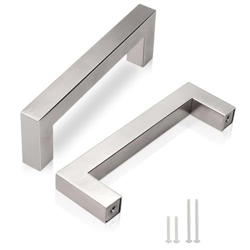 KNOBWELL 6 Pack Brushed Nickel Cabinet Pulls, 3 Inch(76mm) Hole Center Kitchen Cabinet Handles, Cabinet Hardware Drawer Pulls - color: Brushed Nickel, size: Hole Center:3 inch(76mm)