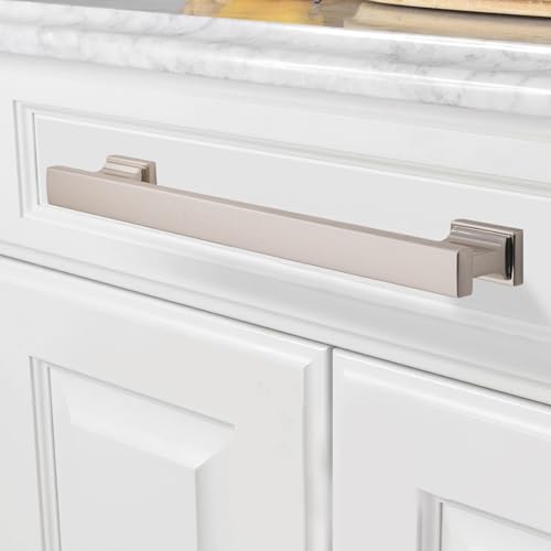 COTYKILEY 10 Pack 6.2Inch(160mm) Brushed Satin Nickel Cabinet Handles Kitchen Cabinet Pulls Cabinet Door Handles Kitchen Cabinet Hardware Cupboard Drawer Pulls Dresser Handles - color: Brushed Satin Nickel, size: 6-1/4" Hole Center（160MM）