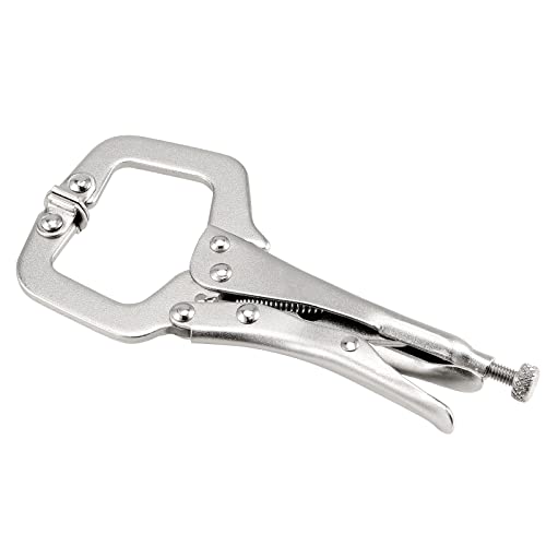 JAPCHET 3 Pack C Clamp Locking Pliers Set with Swivel Pads, Locking C-Clamp Set, Welding Clamp Tools Set 6 Inch 9 Inch 11 Inch Heavy Duty for Wood Working