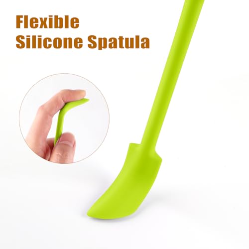 Silicone Spatula Set 6Pcs, Mini Jar Scraper for Makeup & Food - color: Green