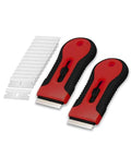 Bates- Razor Blade Scraper Tool, 2 Pack, 30 Extra Stainless Steel Blades, Anti-Slip Ergonomic Handle Design, Razor Scraper Set for Cleaning Window, Paint, Oven, Glass, Stove - color: Black & Red